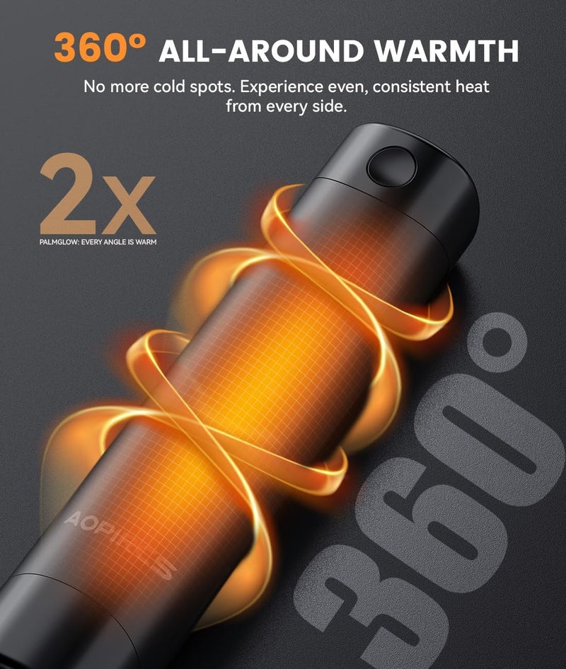 Aopircs Rechargeable Hand Warmers - 2 Pack Electric Pocket Warmer, 360° Heating, 2X 5000mAh 18Hrs Long Last, 3 Settings - Camping Essentials, Hunting Gear, Christmas Stocking Stuffers, Gifts for Men, Women - Image 2
